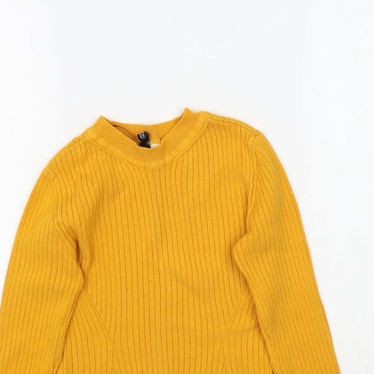 H&M Womens Yellow  Knit Pullover Jumper Size XS
