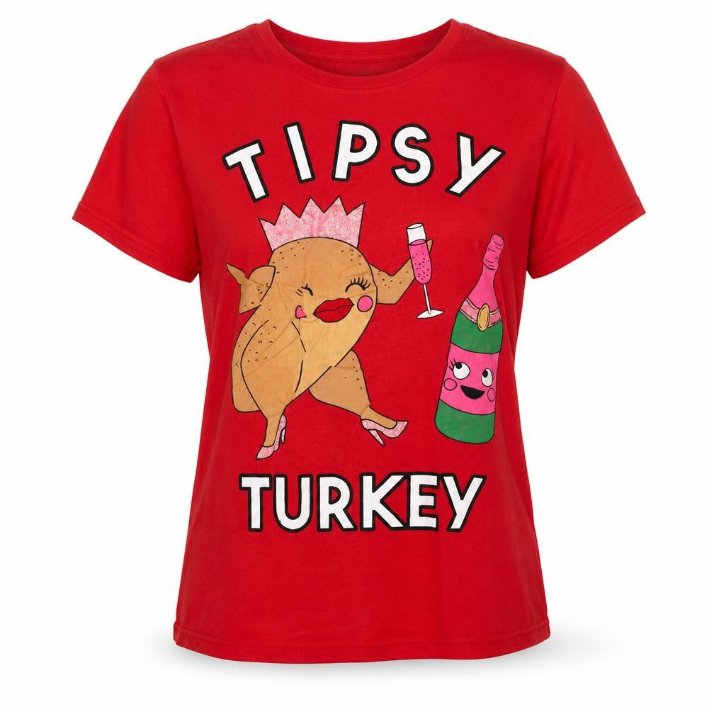 Studio Sleepwear Womens Red   Top Pyjama Top Size 12  - Christmas Tipsy Turkey