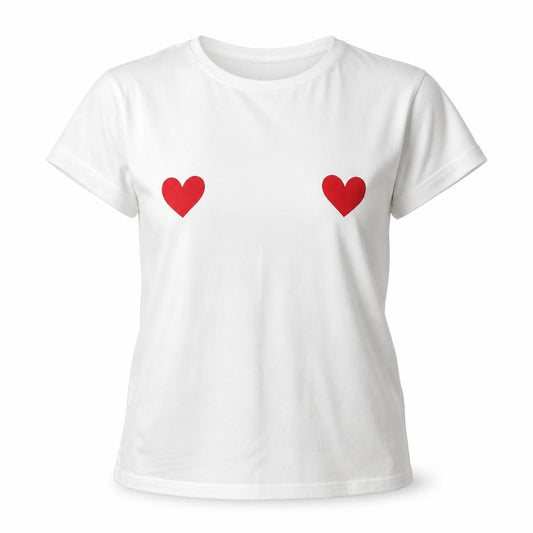Primark Womens White   Basic T-Shirt Size 6  - Love Hearts