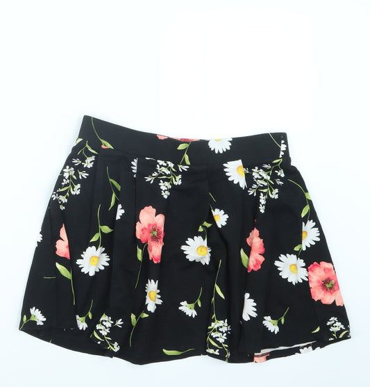 FOREVER 21 Womens Black Floral  A-Line Skirt Size M