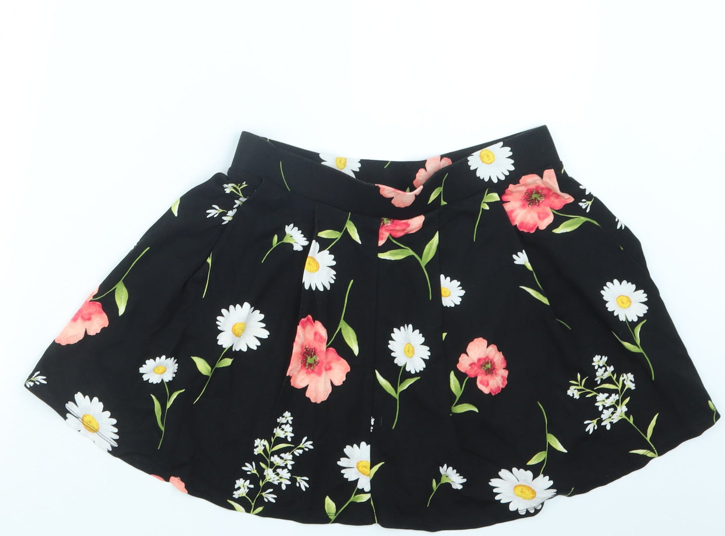 FOREVER 21 Womens Black Floral  A-Line Skirt Size M