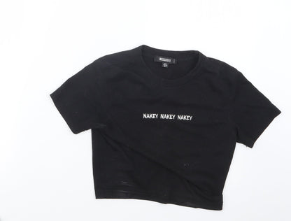Preloved Missguided Womens Black   Cropped T-Shirt Size 8 - Front