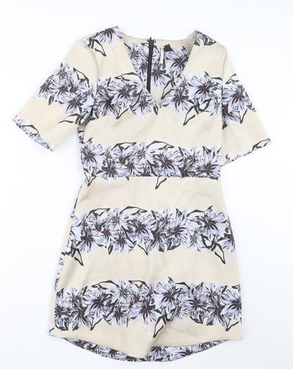 Topshop Womens Beige Floral  A-Line  Size 8