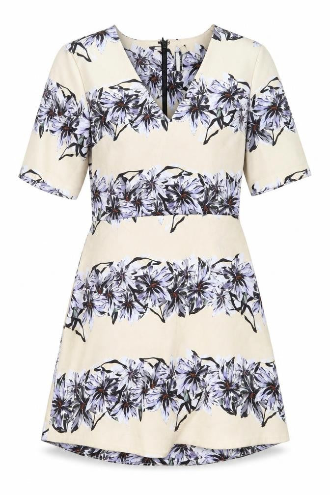 Topshop Womens Beige Floral  A-Line  Size 8