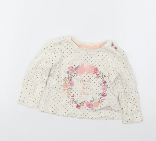 Mothercare Girls Black Polka Dot  Basic T-Shirt Size 3-6 Months