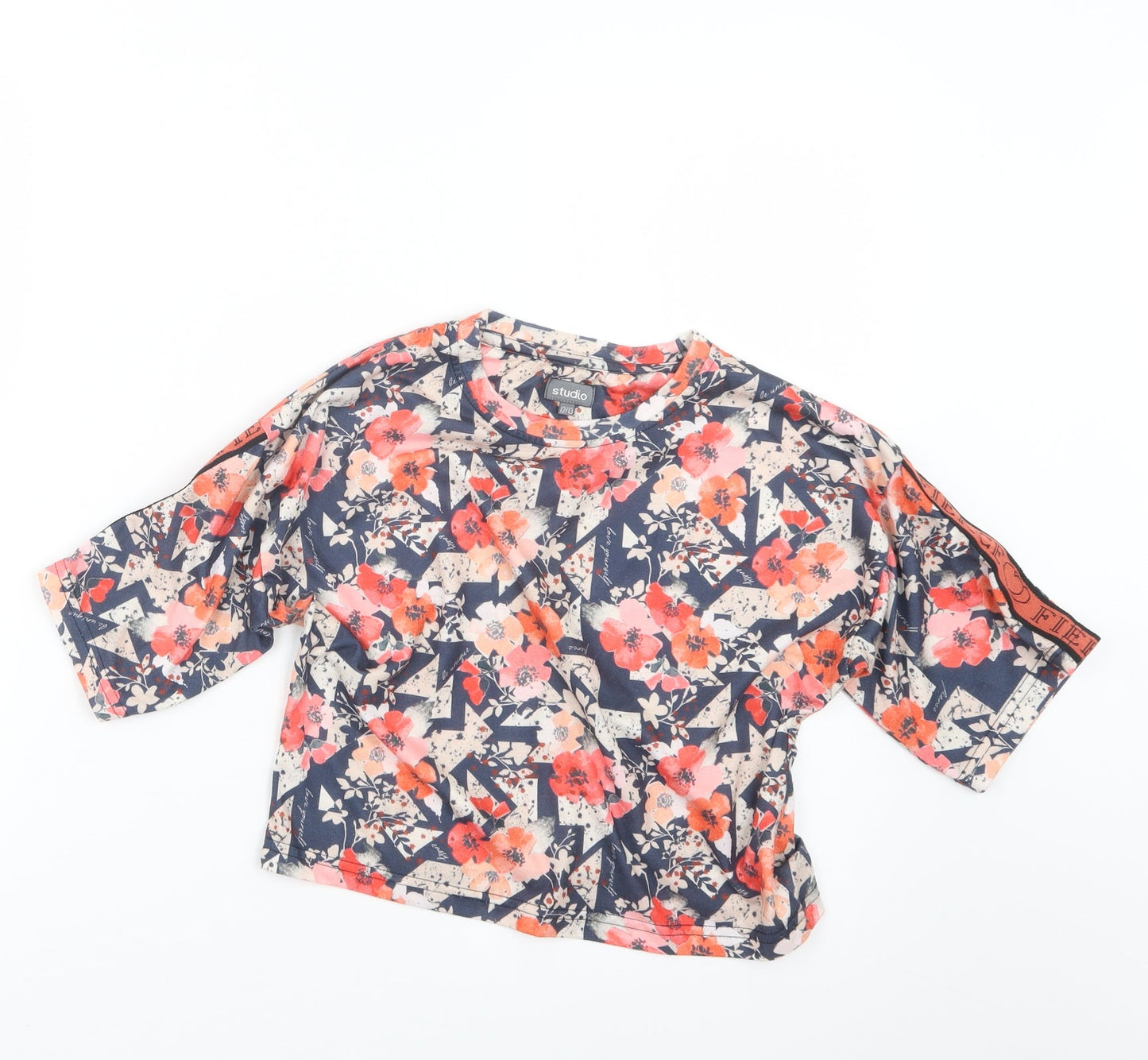 Studio Girls Blue Geometric  Basic T-Shirt Size 12-13 Years