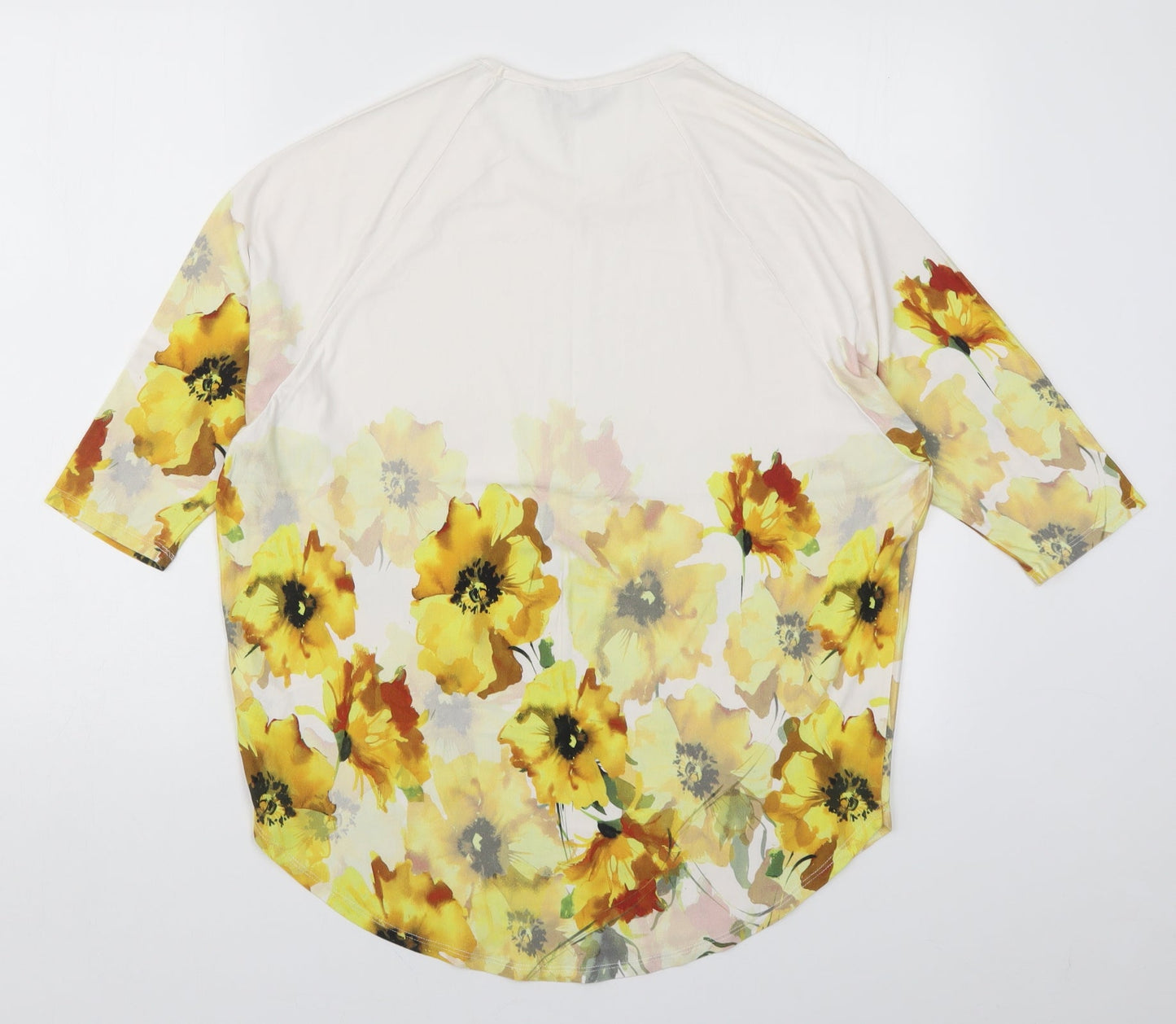 Roman Womens Yellow Geometric  Basic T-Shirt Size 10