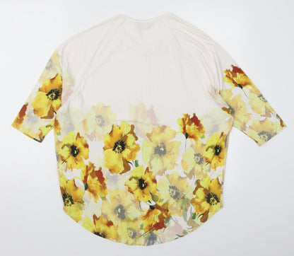 Roman Womens Yellow Geometric  Basic T-Shirt Size 10
