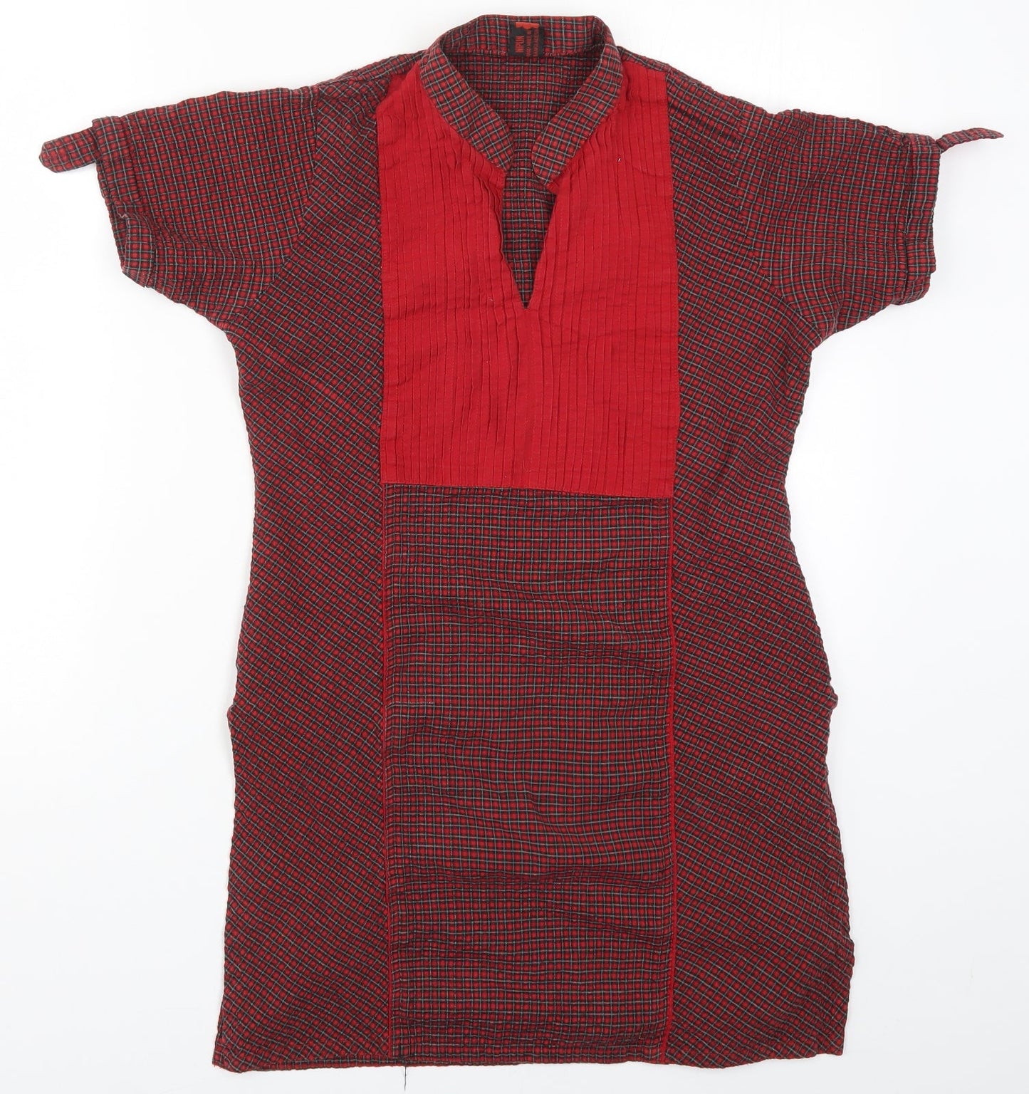 Preworn Womens Red Check  Basic T-Shirt Size 12
