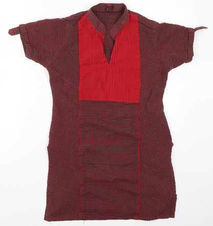 Preworn Womens Red Check  Basic T-Shirt Size 12