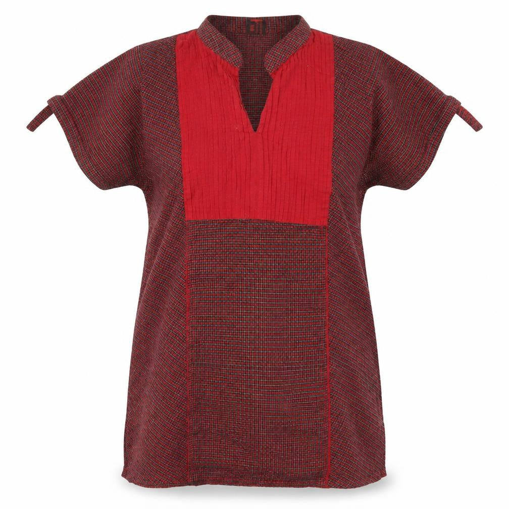 Preworn Womens Red Check  Basic T-Shirt Size 12
