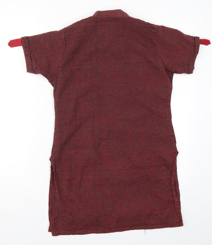 Preworn Womens Red Check  Basic T-Shirt Size 12