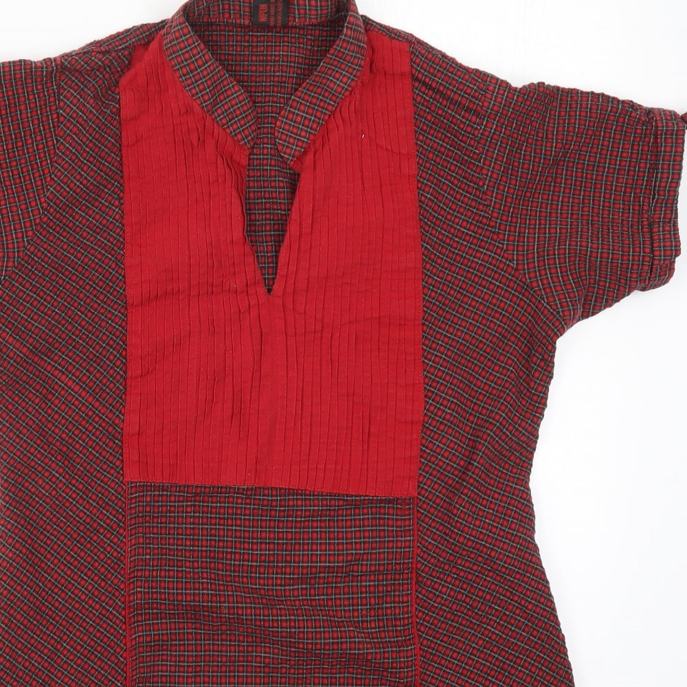 Preworn Womens Red Check  Basic T-Shirt Size 12