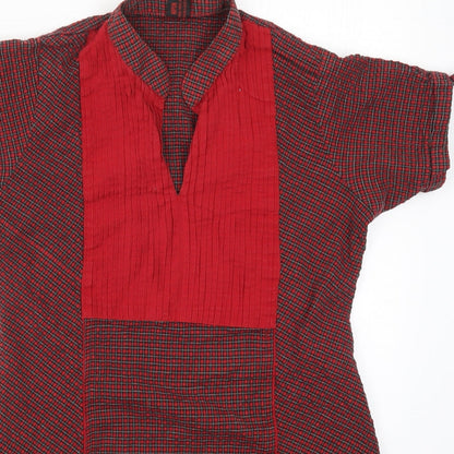 Preworn Womens Red Check  Basic T-Shirt Size 12