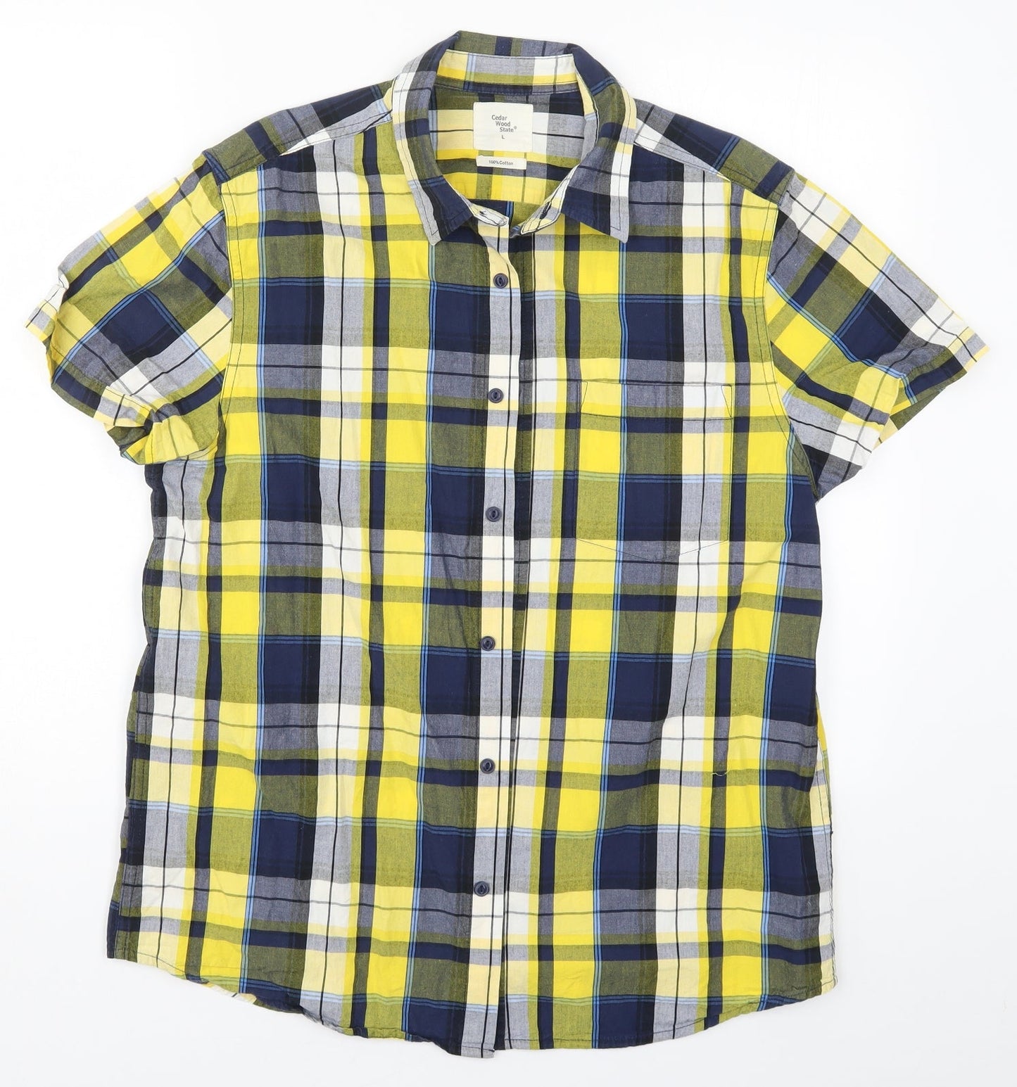 Cedar Wood State Mens Yellow Check   Button-Up Size L