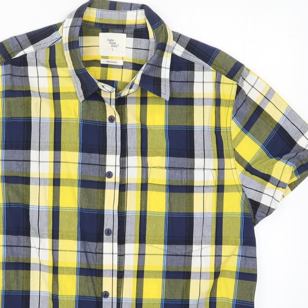 Cedar Wood State Mens Yellow Check   Button-Up Size L