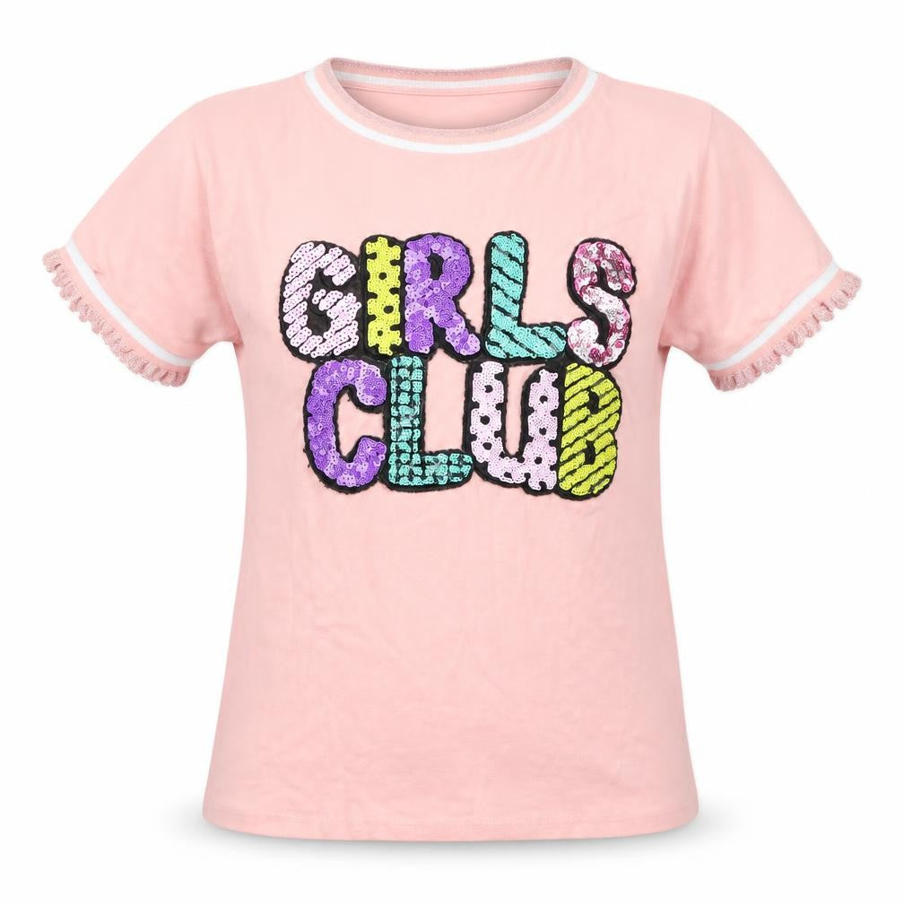 Emma & Ashely Girls Pink   Basic T-Shirt Size M  - Girls Club
