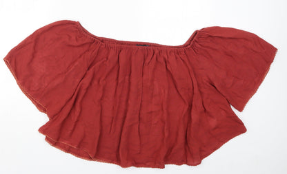 Boohoo Womens Red   Basic Blouse Size 12