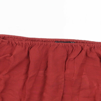 Boohoo Womens Red   Basic Blouse Size 12
