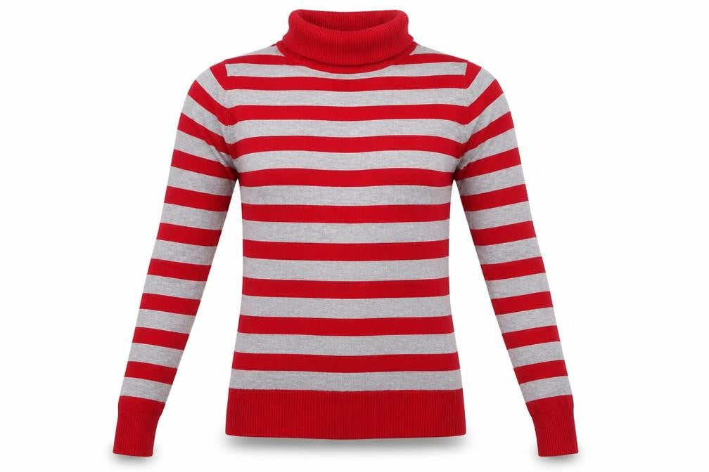 Warehouse Womens Red Striped  Pullover Sweatshirt Size 8