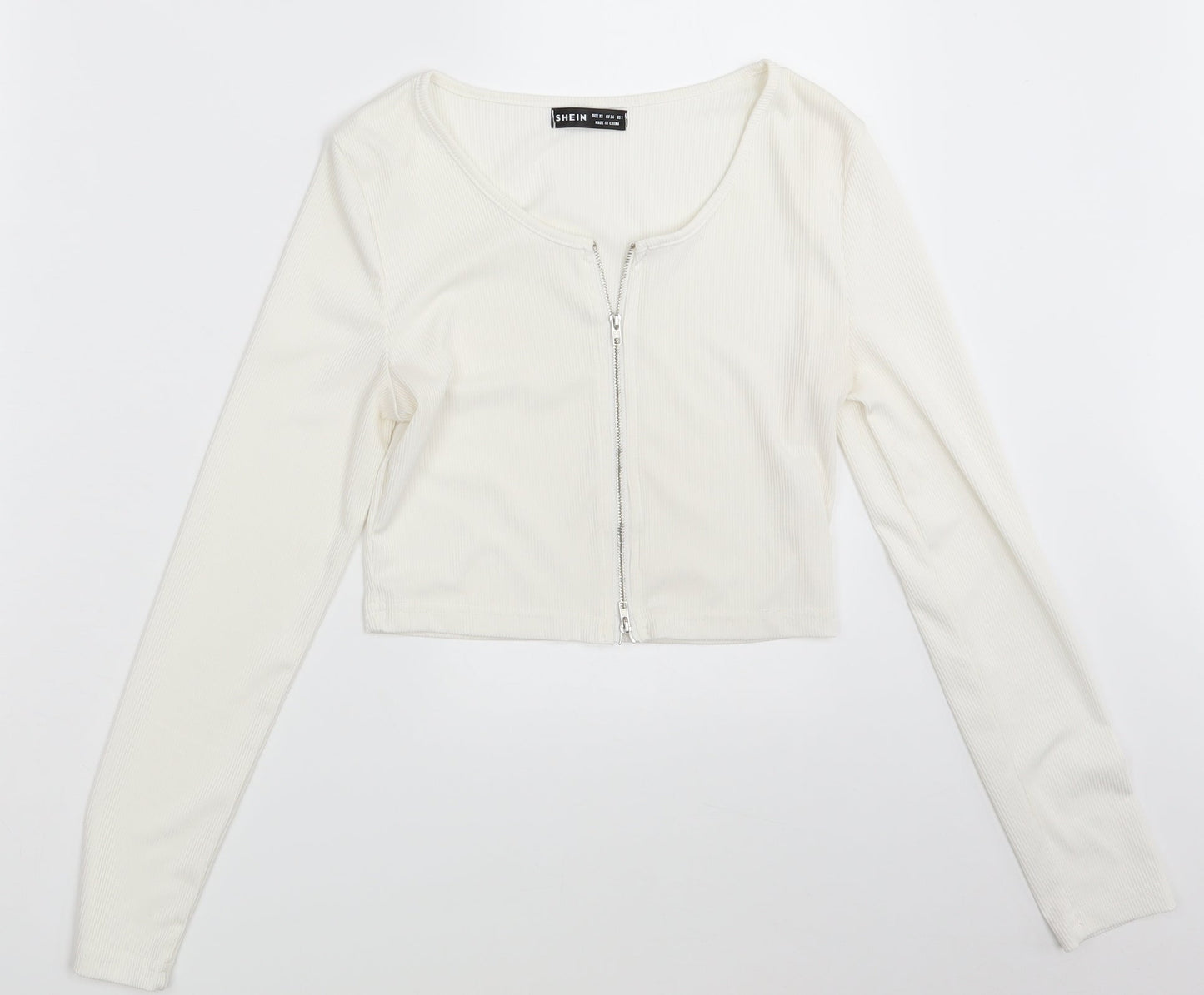 SheIn Womens Ivory   Full Zip Sweatshirt Size XS