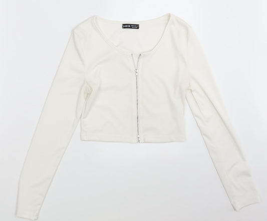 SheIn Womens Ivory   Full Zip Sweatshirt Size XS