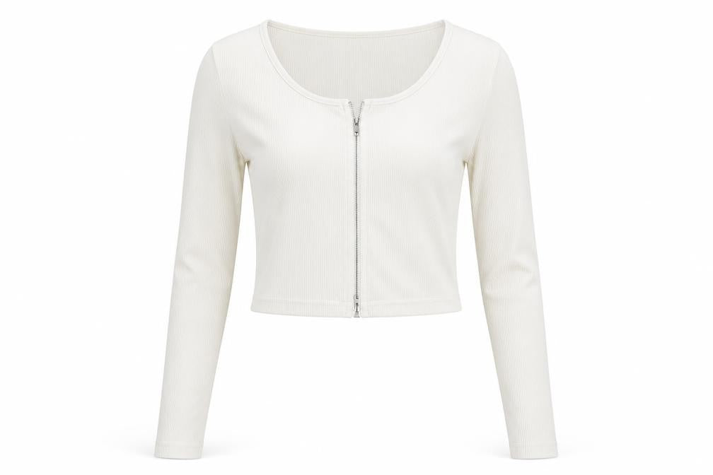 SheIn Womens Ivory   Full Zip Sweatshirt Size XS