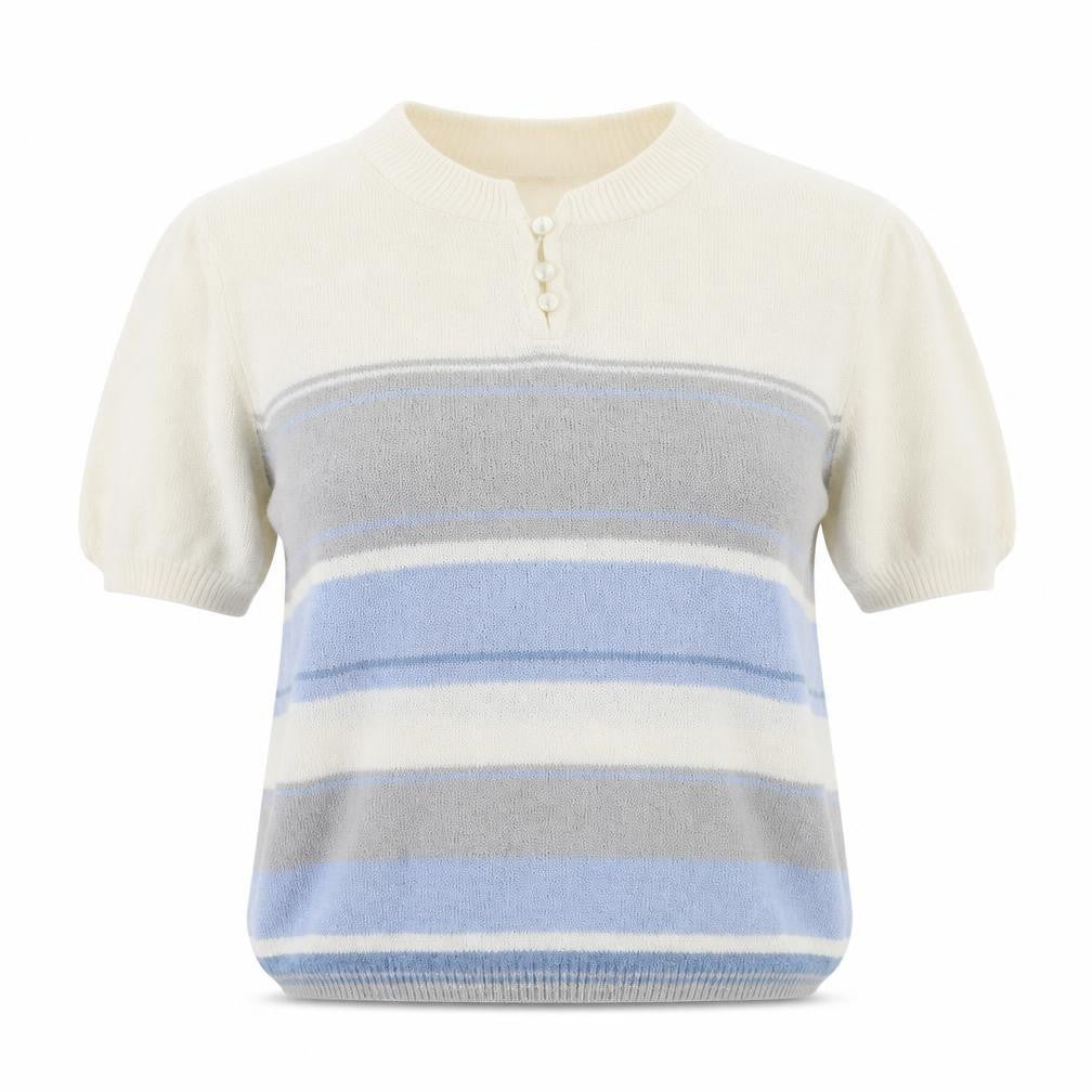 Bonmarché Womens White Striped Knit Pullover Jumper Size S