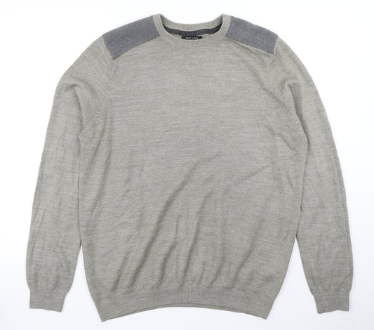 New Look Mens Grey  Knit Pullover Jumper Size XL
