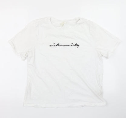 Preloved H&M Womens White   Basic T-Shirt Size M - Front