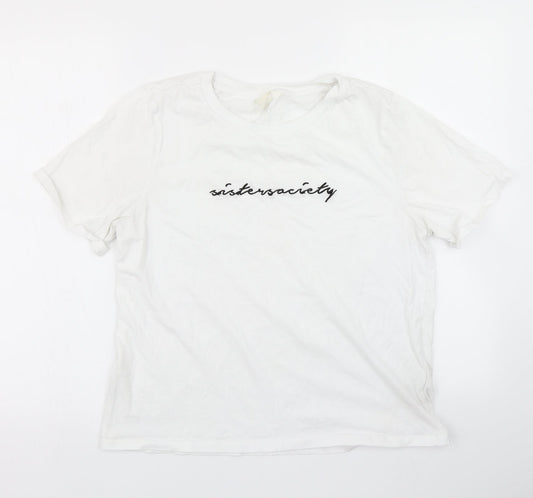 H&M Womens White   Basic T-Shirt Size M