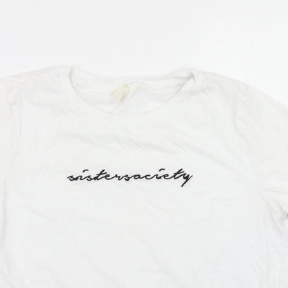 Preloved H&M Womens White   Basic T-Shirt Size M - Detail