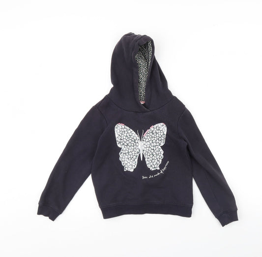 H&M Girls Black   Pullover Hoodie Size 7 Years  - Butterflies