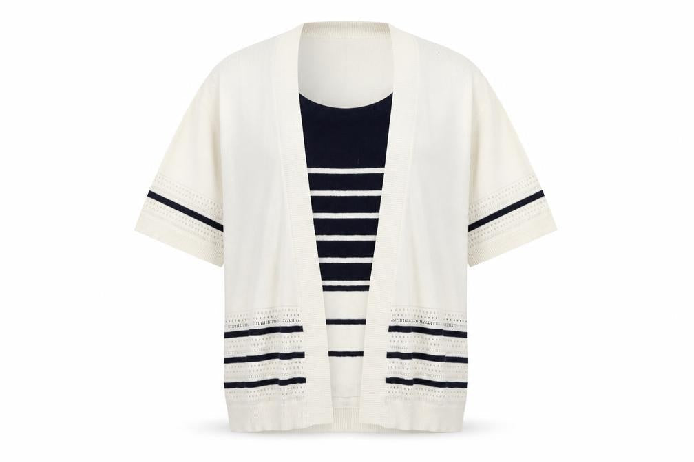 Mia Moda Womens Beige Striped  Pullover Jumper Size M