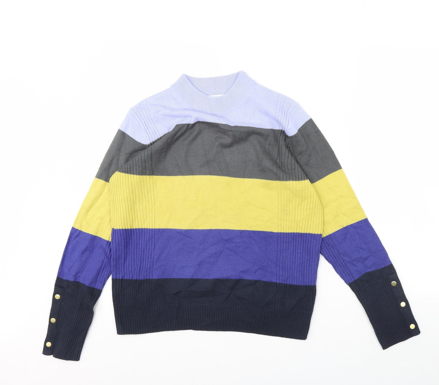 M&s Womens Blue Striped  Pullover Jumper Size 12