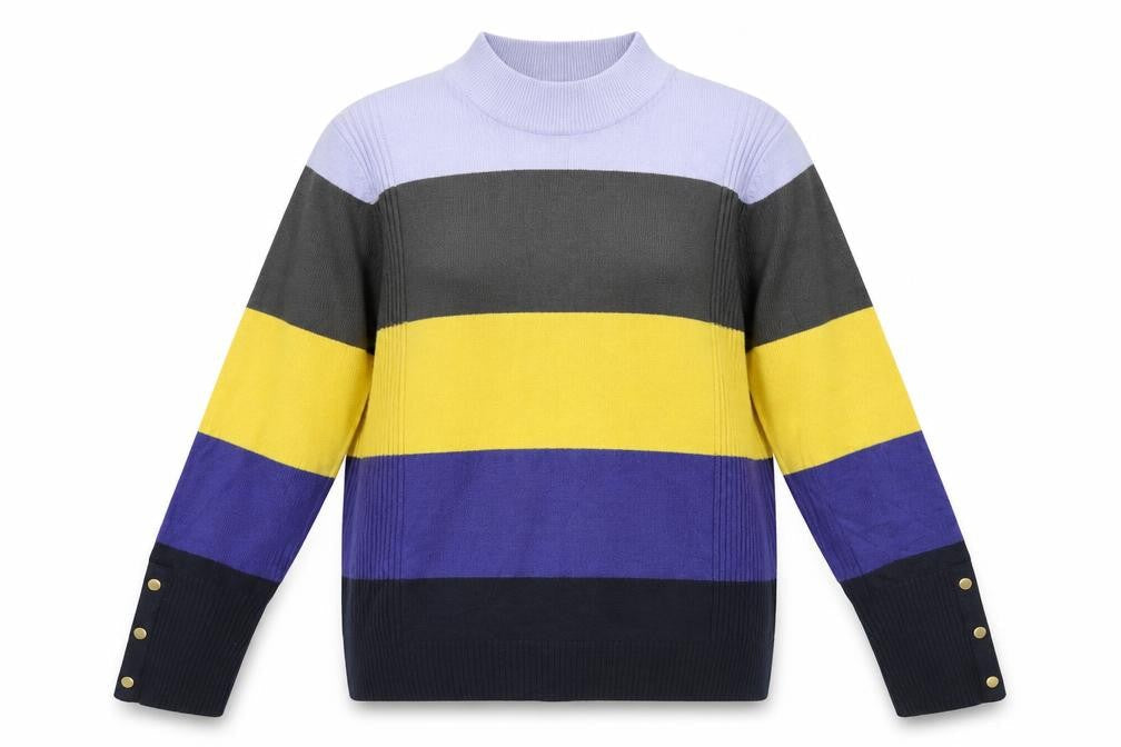 M&s Womens Blue Striped  Pullover Jumper Size 12