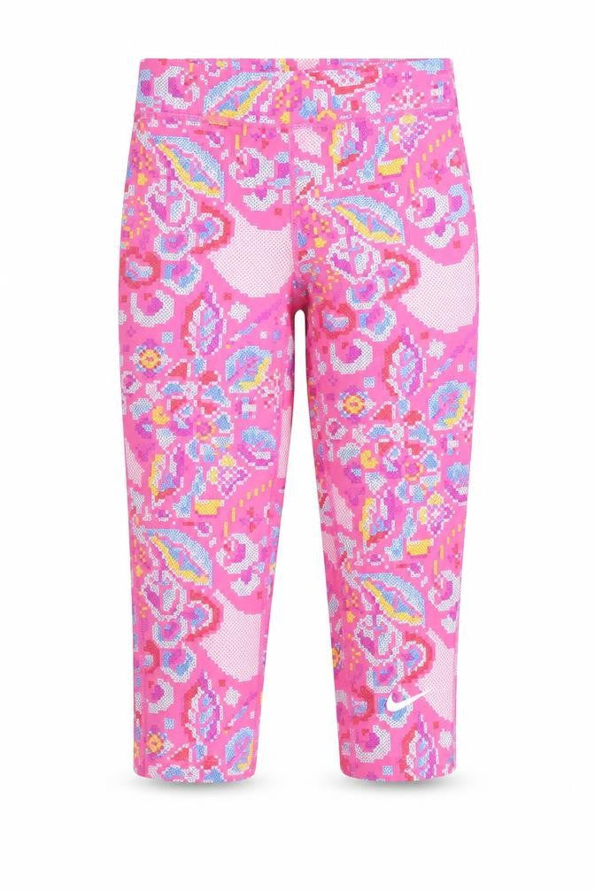 Preworn Girls Pink Geometric  Capri Trousers Size 12 Years
