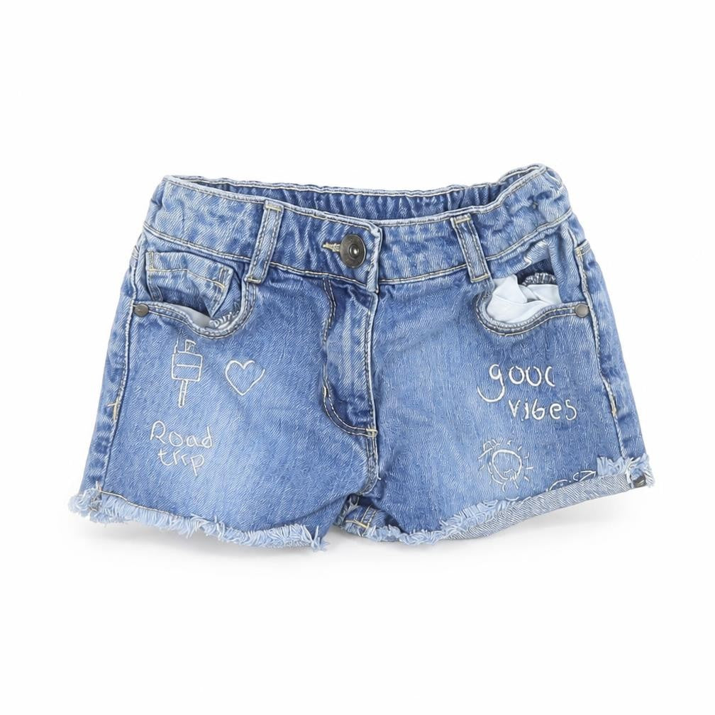 Preworn Girls Blue  Denim Cut-Off Shorts Size 7 Years