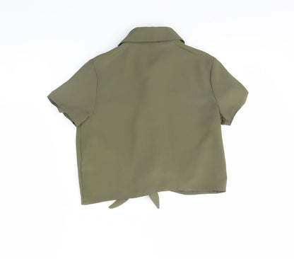 Preloved Primark Girls Green   Basic Button-Up Size 9 Years - Back
