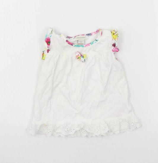 Monsoon Girls White  Jersey A-Line  Size 9-12 Months