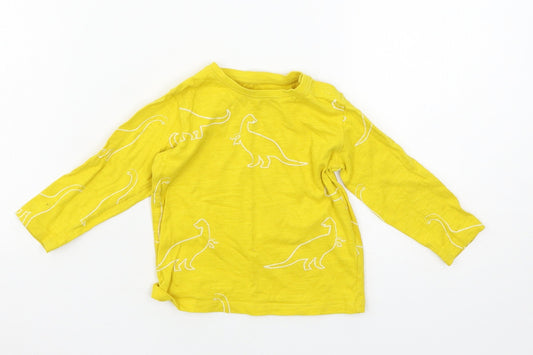 Marks and Spencer Boys Yellow Geometric Jersey Basic T-Shirt Size 9-12 Months  - Dinosaur