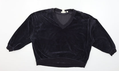 H&M Womens Blue  Velour Pullover Sweatshirt Size M