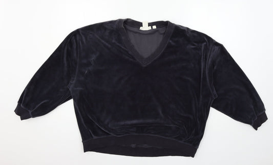 H&M Womens Blue  Velour Pullover Sweatshirt Size M