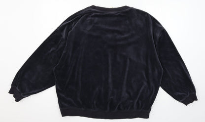 H&M Womens Blue  Velour Pullover Sweatshirt Size M