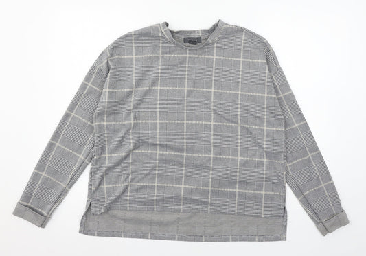 Primark Womens Grey Check Jersey Pullover Sweatshirt Size 12