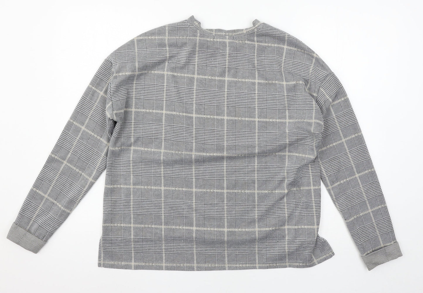 Primark Womens Grey Check Jersey Pullover Sweatshirt Size 12