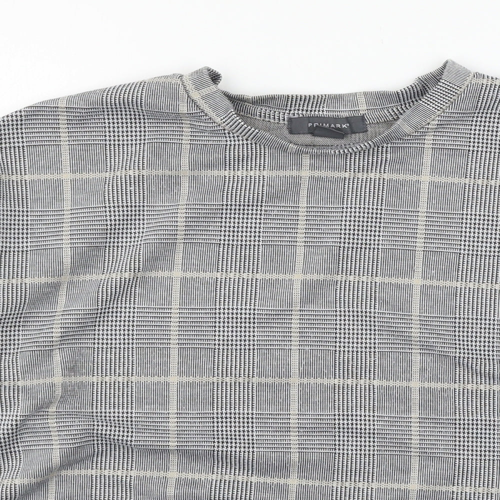 Primark Womens Grey Check Jersey Pullover Sweatshirt Size 12