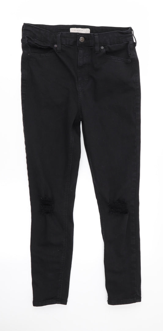 Topshop Womens Black   Skinny Jeans Size 30 in L30 in - RIPPED JEANS