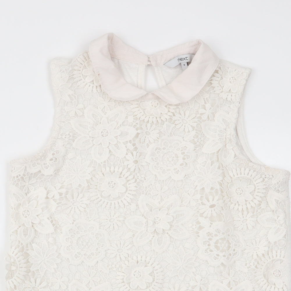 NEXT Womens White Floral  Basic Tank Size 8