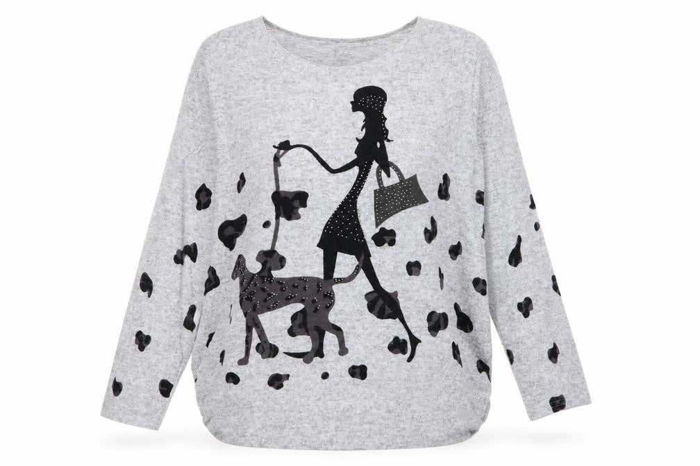 kranti Womens Grey Animal Print  Basic T-Shirt One Size